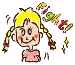 cute cute colorful crayon girl English sticker #4835326