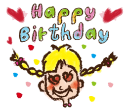 cute cute colorful crayon girl English sticker #4835327