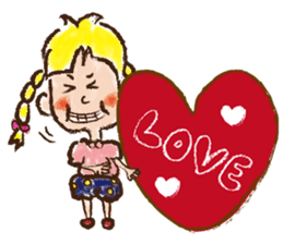 cute cute colorful crayon girl English sticker #4835328