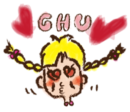 cute cute colorful crayon girl English sticker #4835329