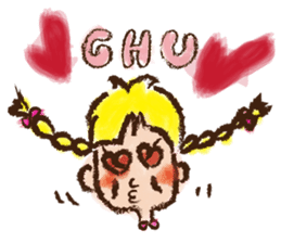 cute cute colorful crayon girl English sticker #4835329