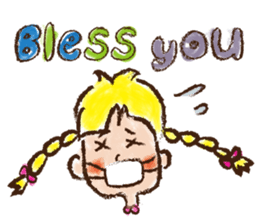 cute cute colorful crayon girl English sticker #4835330