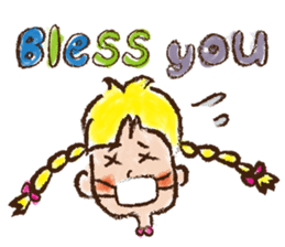 cute cute colorful crayon girl English sticker #4835330