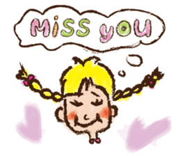 cute cute colorful crayon girl English sticker #4835331