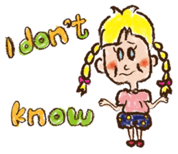 cute cute colorful crayon girl English sticker #4835333