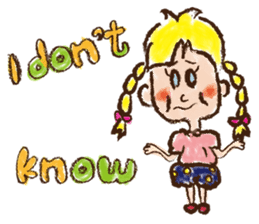 cute cute colorful crayon girl English sticker #4835333