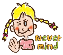 cute cute colorful crayon girl English sticker #4835335