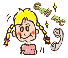 cute cute colorful crayon girl English sticker #4835336