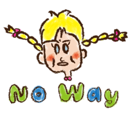 cute cute colorful crayon girl English sticker #4835337