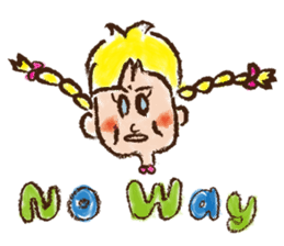 cute cute colorful crayon girl English sticker #4835337