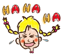 cute cute colorful crayon girl English sticker #4835339