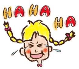 cute cute colorful crayon girl English sticker #4835339