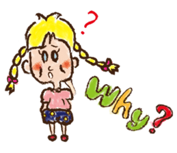 cute cute colorful crayon girl English sticker #4835340