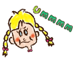 cute cute colorful crayon girl English sticker #4835341