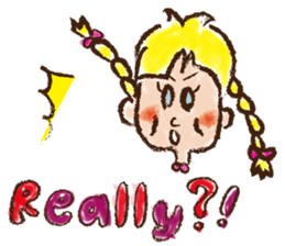 cute cute colorful crayon girl English sticker #4835342