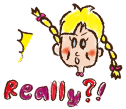 cute cute colorful crayon girl English sticker #4835342