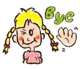 cute cute colorful crayon girl English sticker #4835343