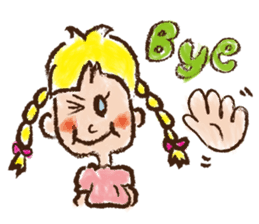 cute cute colorful crayon girl English sticker #4835343