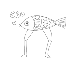 Walking fish and Glabellar lines cat sticker #4837384