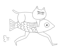 Walking fish and Glabellar lines cat sticker #4837409