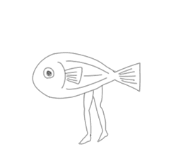 Walking fish and Glabellar lines cat sticker #4837410