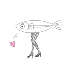 Walking fish and Glabellar lines cat sticker #4837415