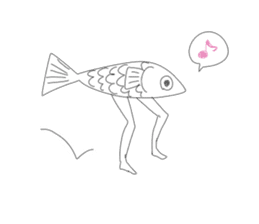 Walking fish and Glabellar lines cat sticker #4837416