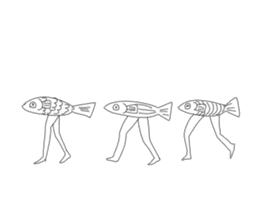 Walking fish and Glabellar lines cat sticker #4837417
