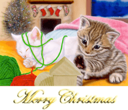 Painting of Kittens 2 sticker #4845108