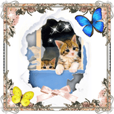 Painting of Kittens 2 sticker #4845115