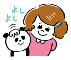 Little girl and panda sticker #4846293