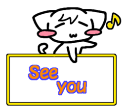 Emoticon cat placard(English) sticker #4864837