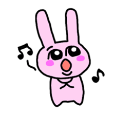 happy pink rabbit (English) sticker #4866824