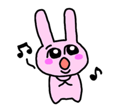 happy pink rabbit (English) sticker #4866824