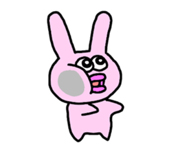 happy pink rabbit (English) sticker #4866826