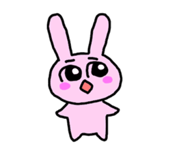 happy pink rabbit (English) sticker #4866834