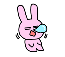 happy pink rabbit (English) sticker #4866840