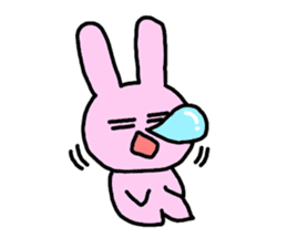 happy pink rabbit (English) sticker #4866840