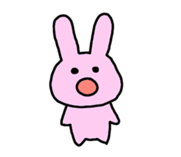 happy pink rabbit (English) sticker #4866859