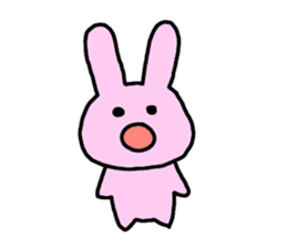 happy pink rabbit (English) sticker #4866859
