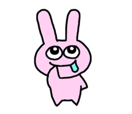 happy pink rabbit (English) sticker #4866862