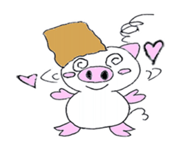 lovely cute pig going out with bag sticker #4878019