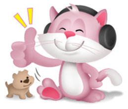 Pinkat : A Cat Loves Music and Puppy sticker #4878568