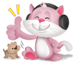 Pinkat : A Cat Loves Music and Puppy sticker #4878568
