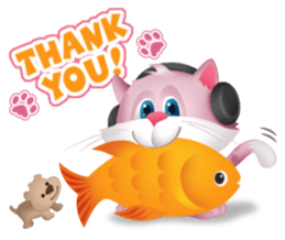 Pinkat : A Cat Loves Music and Puppy sticker #4878569