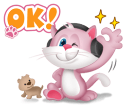 Pinkat : A Cat Loves Music and Puppy sticker #4878570