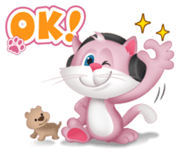 Pinkat : A Cat Loves Music and Puppy sticker #4878570