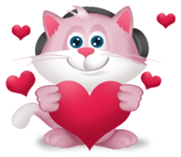 Pinkat : A Cat Loves Music and Puppy sticker #4878571