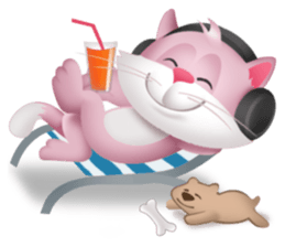 Pinkat : A Cat Loves Music and Puppy sticker #4878572