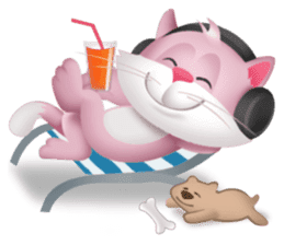 Pinkat : A Cat Loves Music and Puppy sticker #4878572